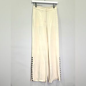 Jucca Made in Italy Elegant Cream Wide Leg Pants with Button Details
